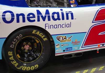 Picture of the Anderson's Maple Syrup logo on #2 KHI Chevrolet driven by Elliott Sadler.